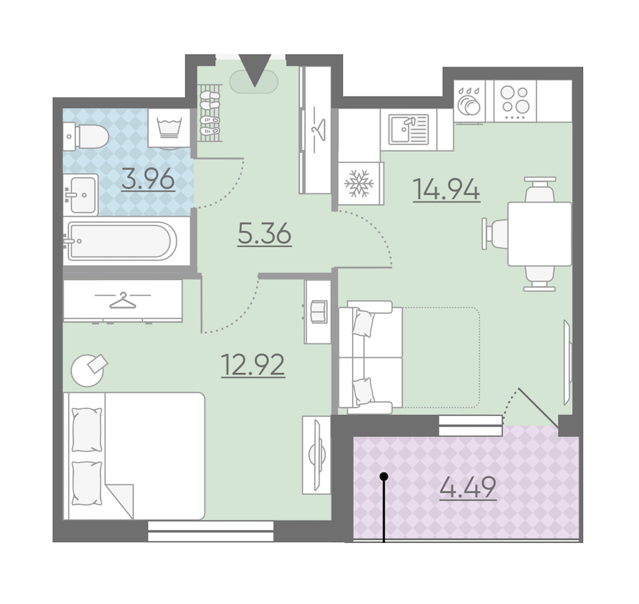 Однокомнатная квартира в : площадь 39.43 м2 , этаж: 11 – купить в Санкт-Петербурге